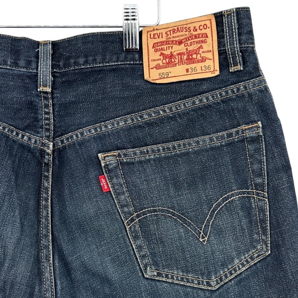 Y2K Levis 559 Relaxed Straight Jeans Mens 36x36 (33) Dark Wash Blue Denim Pants